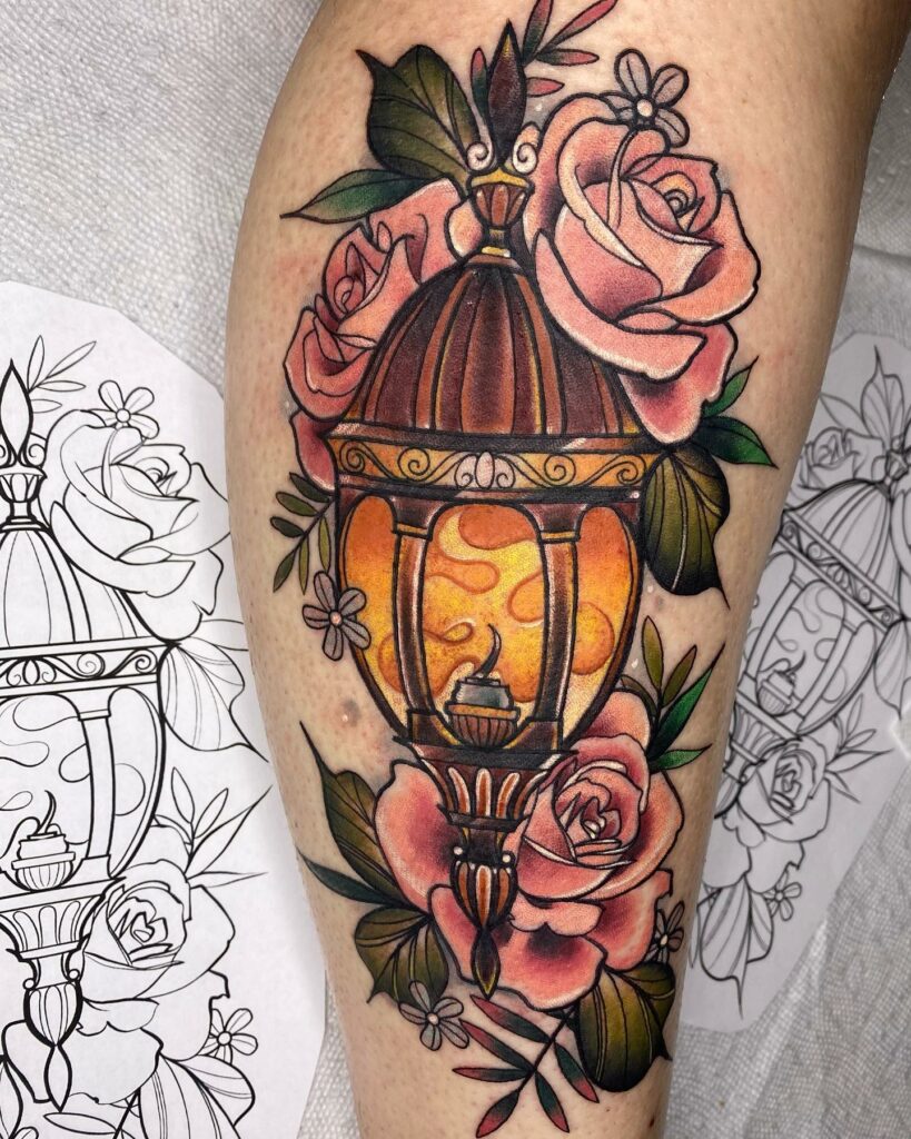 22+ Leg Tattoo For Women That Will Blow Your Mind! 22 Lantern Leg Tattoo