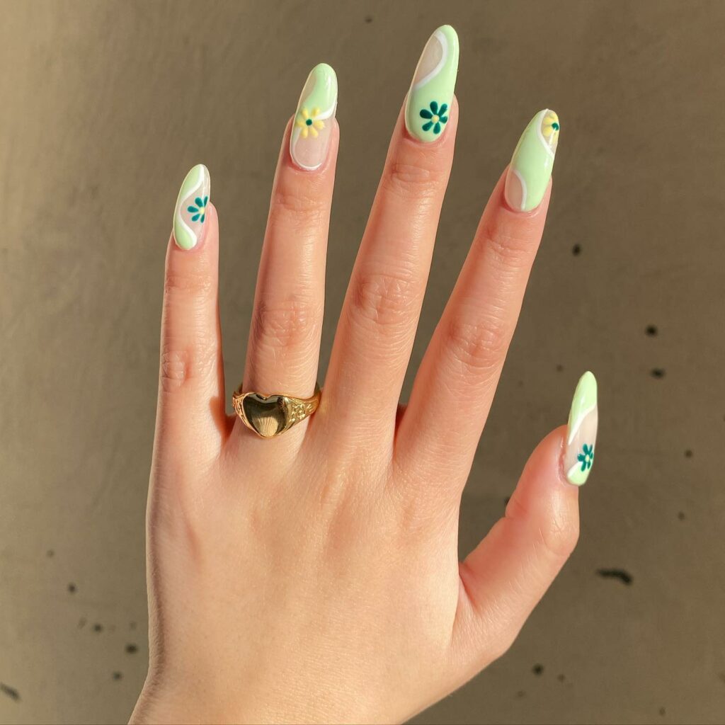 Try in 2024: 50 Latest Neon Green Nail Designs 40 Lattice neon green french nails