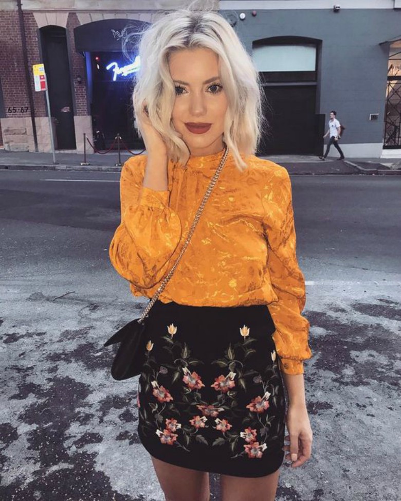 Our Ultimate Guide to the Best Bits From Topshop Clothing 15 Laura Jade Wearing Topshop Embroidered Skirt and Jacquard Tuck Neck Blouse