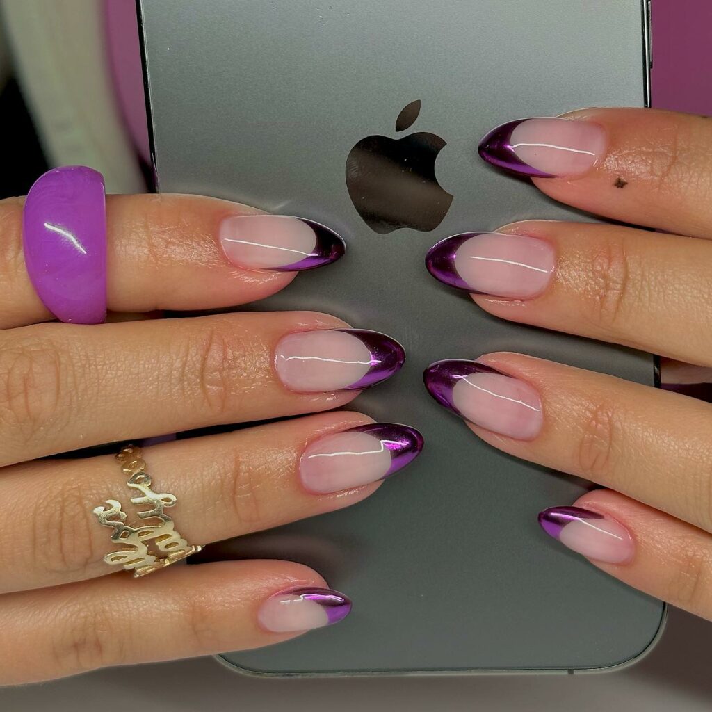 20 Chrome French Manicures to Try in 2024 18 Lavender Chrome French Nails