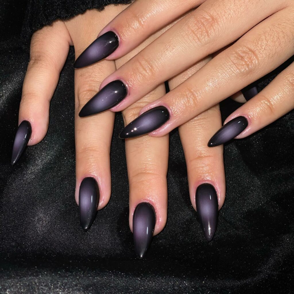 44 Latest Black Ombré Nail Designs To Try In 2024! 40 Lavender and Black Ombré Nails