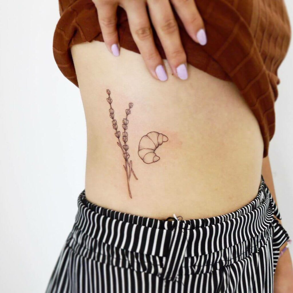 11+ Croissant Tattoo Ideas That Will Blow Your Mind! 15 Lavenders And Croissant Tattoos