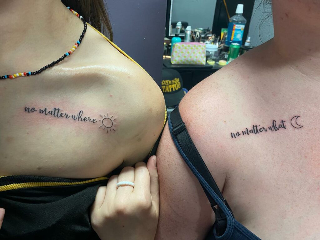 10+ Sun And Moon Tattoo Matching That Will Blow Your Mind! 15 Lettered Sun And Moon Tattoo