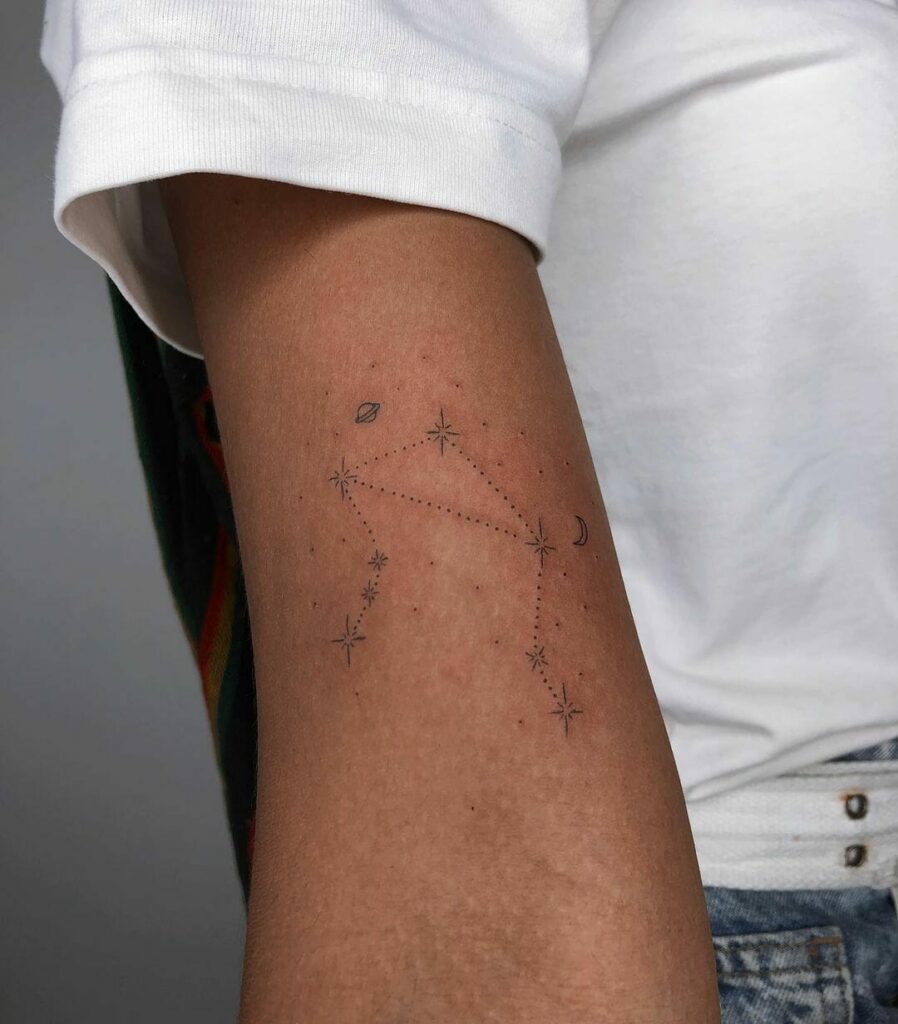 11+ Libra Constellation Tattoo Ideas You Have To See To Believe! 13 Libra Star Constellation Tattoo In Fine Lines