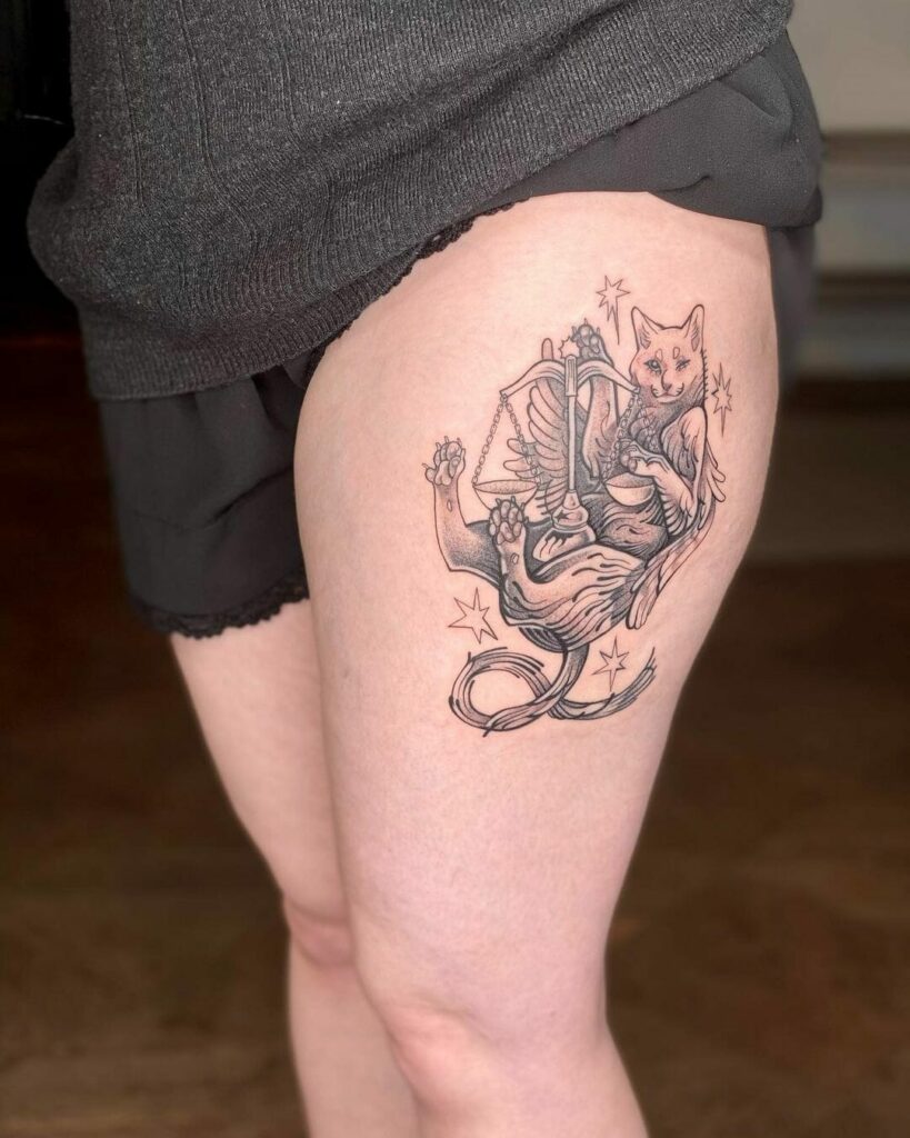 11+ Libra Constellation Tattoo Ideas You Have To See To Believe! 16 Libra Zodiac Tattoo With Cat