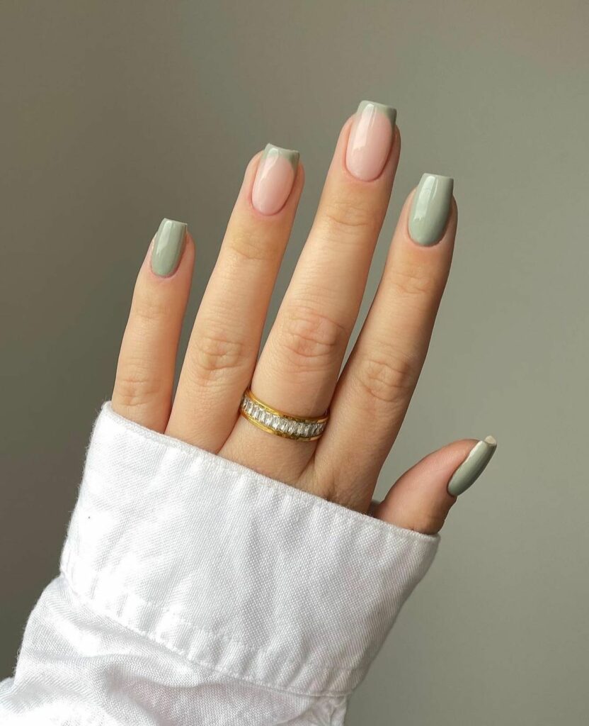 Try 30 Green French Tip Nail Designs of 2024 16 Light Green French Nails on Square Nails