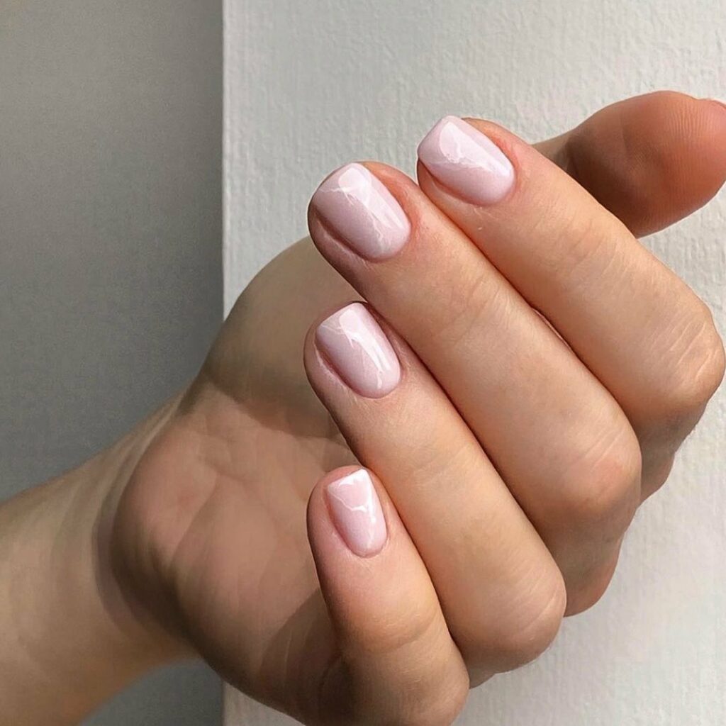 Light baby pink squoval nails