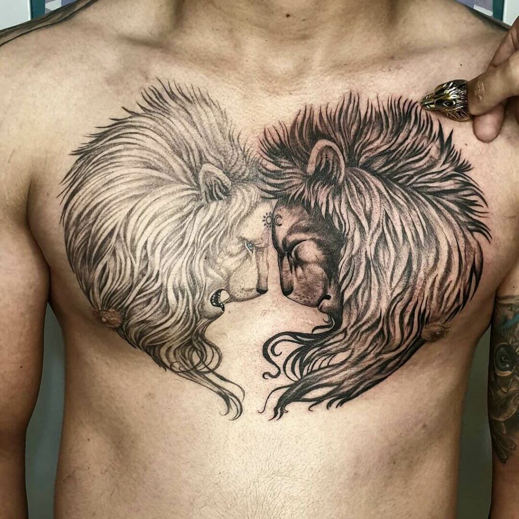 13+ Chest Tattoo Men Ideas To Inspire You! 12 Lion Chest Tattoo