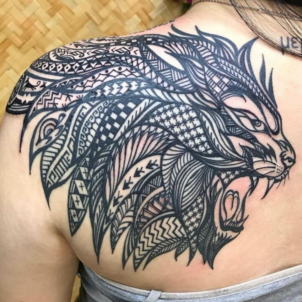 46 Filipino Tribal Tattoo Designs for 2024 19 Lion With Filipino Tribal Tattoos