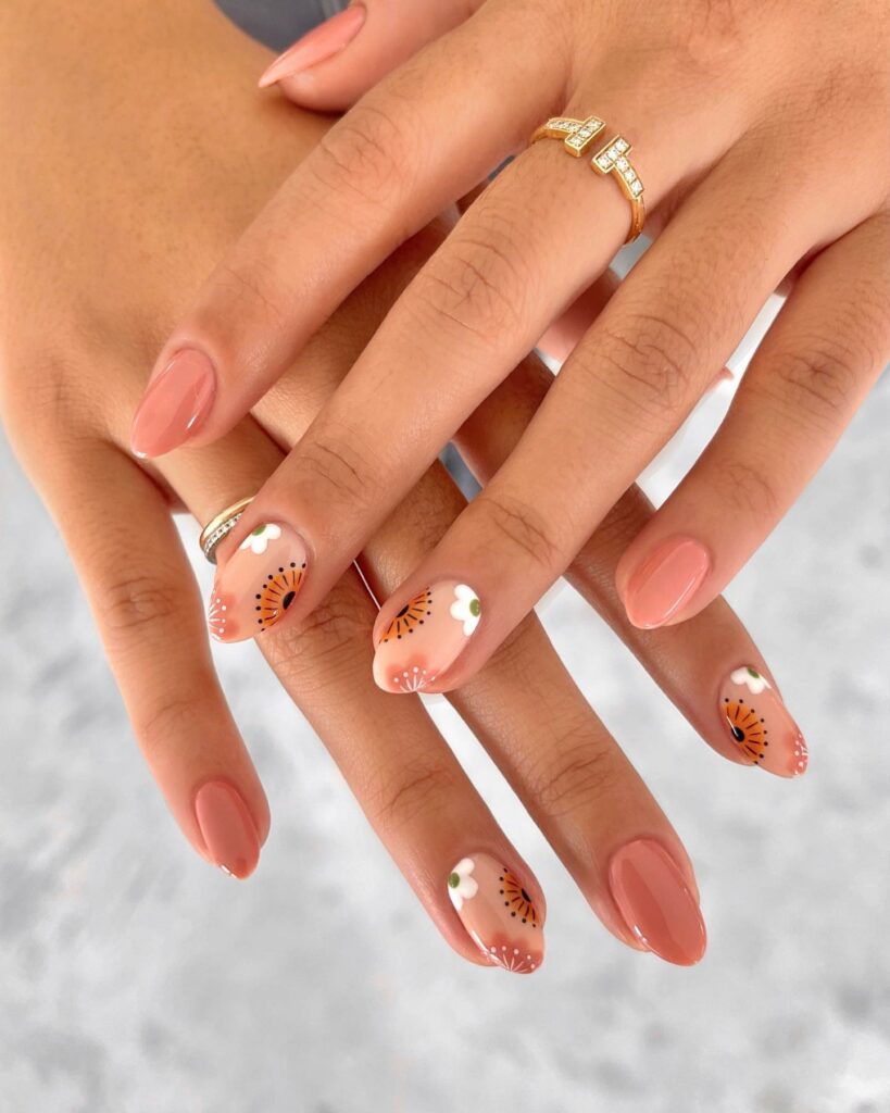 Fall in Love with 57 Short Fall Nail Designs in 2024 30 Little Flower Features Short Fall Nails