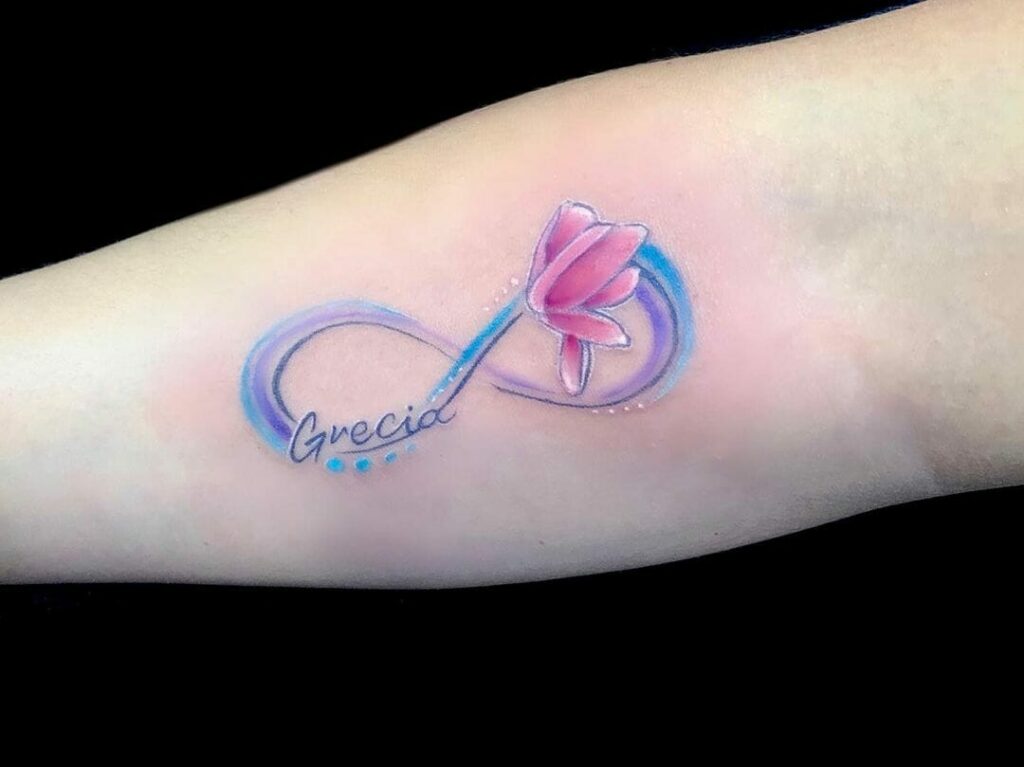 10+ Infinity Tattoo With Names Ideas You Have To See To Believe! 19 Lotus Infinity Tattoo