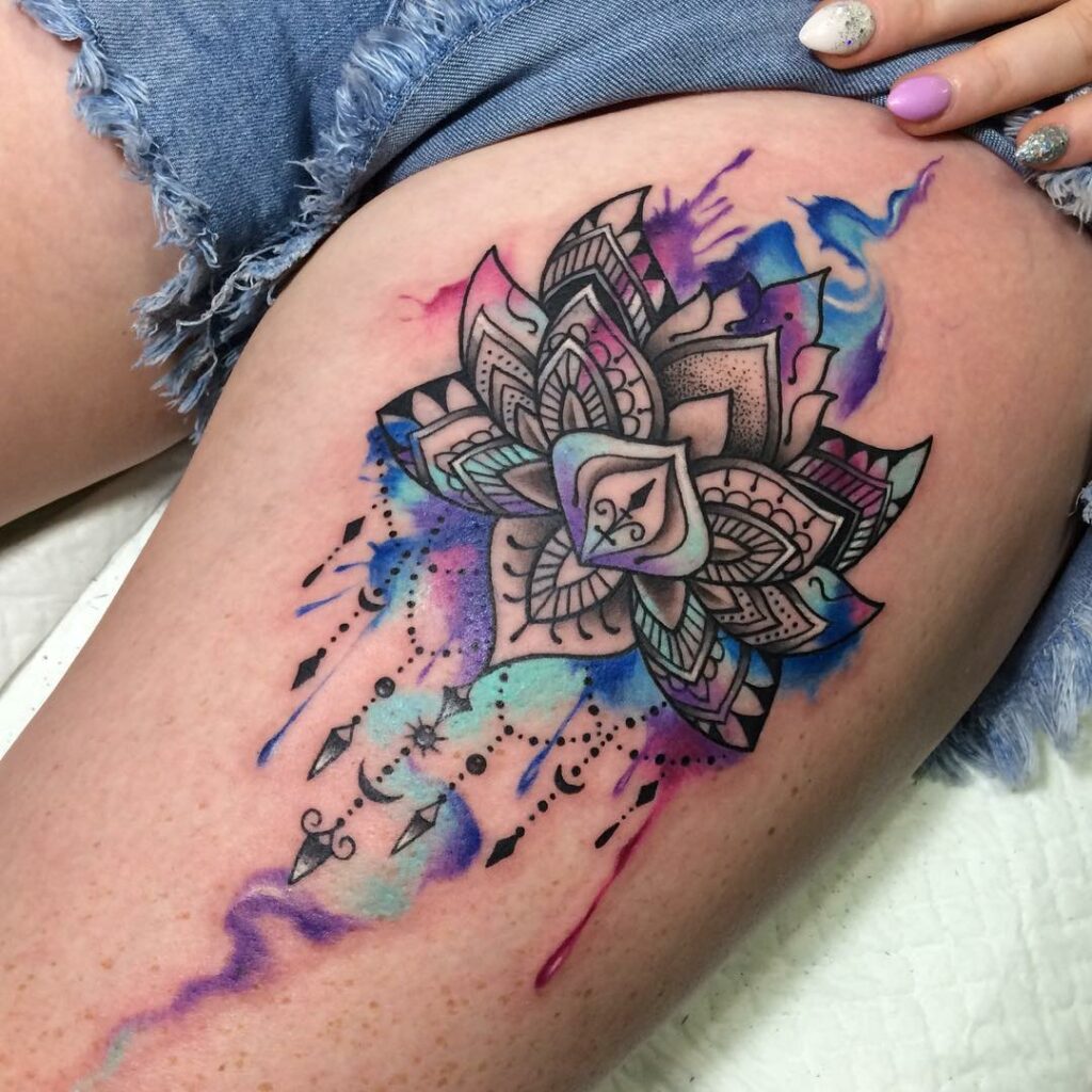 22+ Leg Tattoo For Women That Will Blow Your Mind! 28 Lotus Mandala Leg Tattoo