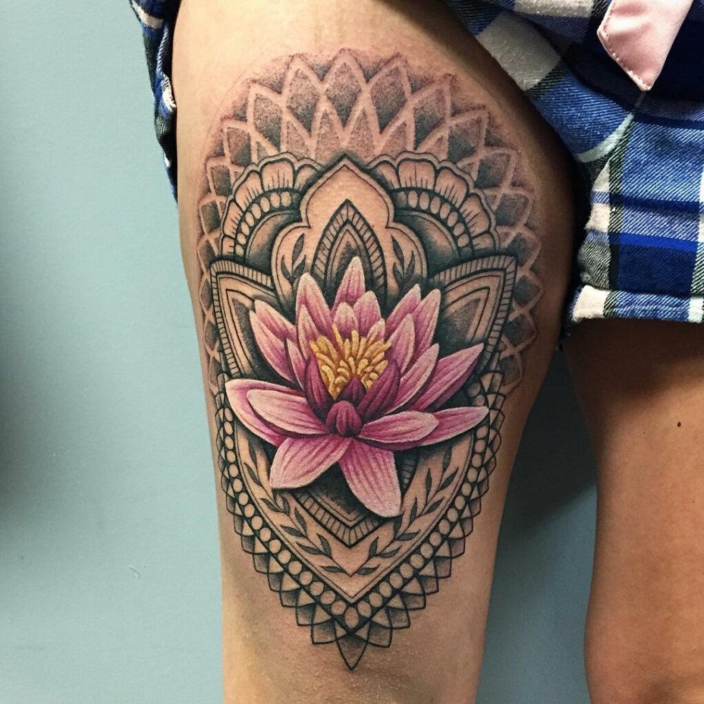 22+ Leg Tattoo For Women That Will Blow Your Mind! 29 Lotus Mandala Leg Tattoos