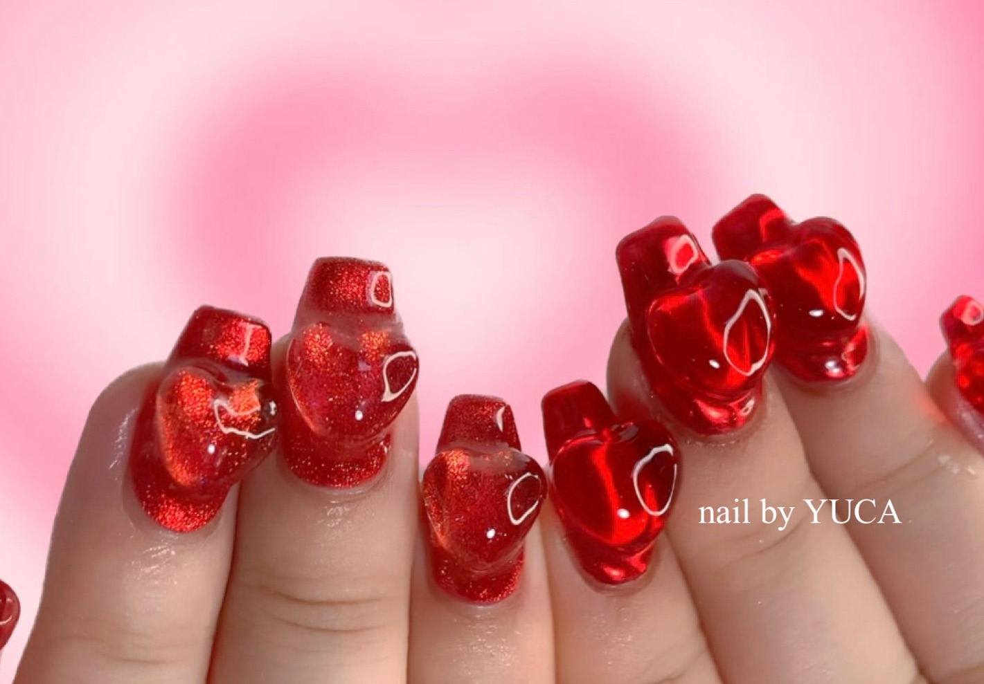 20 Latest Red Nail Designs To Try Today ✨ 24 Love-Infused Red Glitter Nails with 3D Hearts
