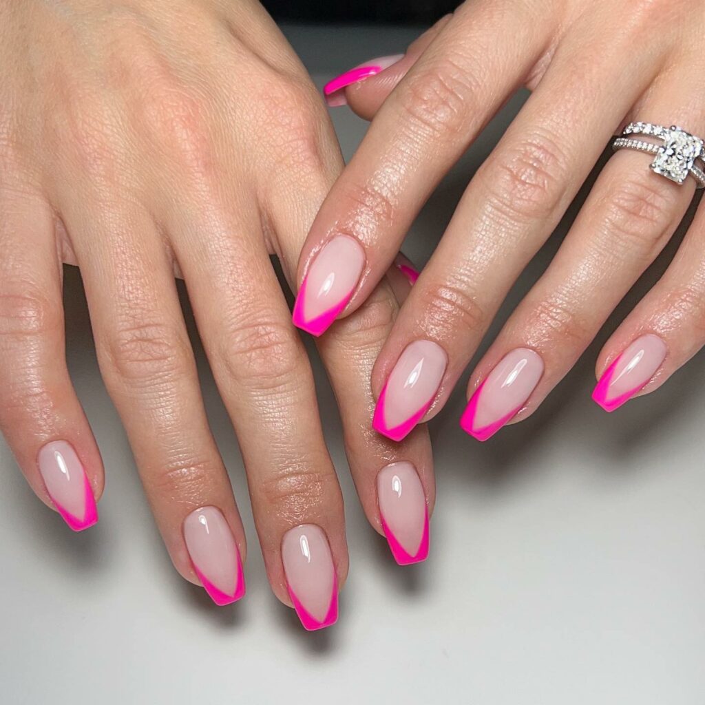 20 Latest Hot Pink French Tip Nails Ideas To Try In 2024! 31 Square Hot Pink French Nails