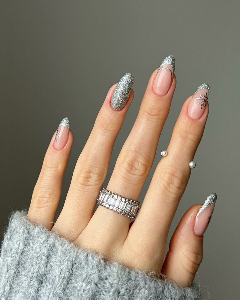 20 Latest Silver French Nail Ideas To Try In 2024! 13 Luxurious Silver French Nails