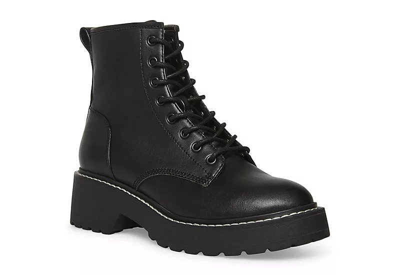 MADDEN GIRL WOMENS CARRA COMBAT BOOT - BLACK