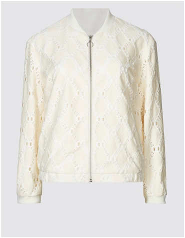 Marks and Spencer Cotton Blend Lace Bomber Jacket £55 Cream cotton blend lace bomber jacket