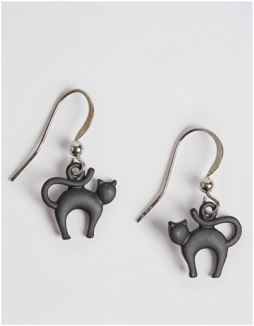 Marks and Spencer Black Cat Drop Earrings £5 Marks and Spencer Black Cat Drop Earrings