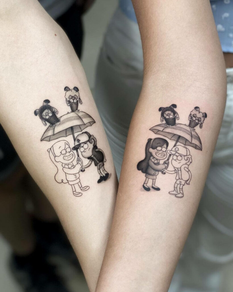 10+ Gravity Falls Tattoo Ideas That Will Blow Your Mind! 17 Mabel And Dipper Pines Matching Sibling Tattoo