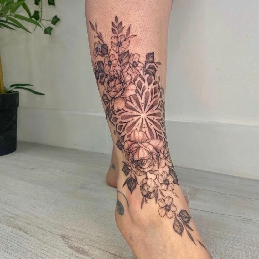 11+ Floral Mandala Tattoo Ideas That Will Blow Your Mind! 19 Mandala Ankle Tattoo Design