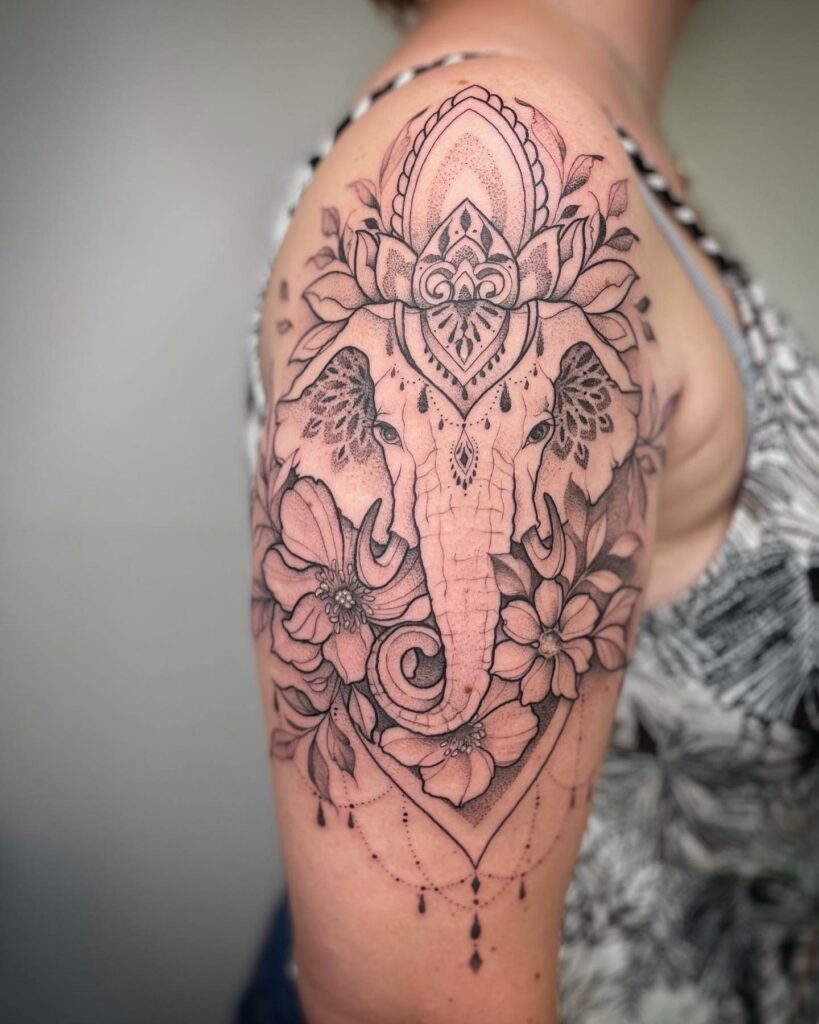 11+ Elephant Tattoo With Flowers That Will Blow Your Mind! 11 Mandala Elephant Tattoo With Flowers