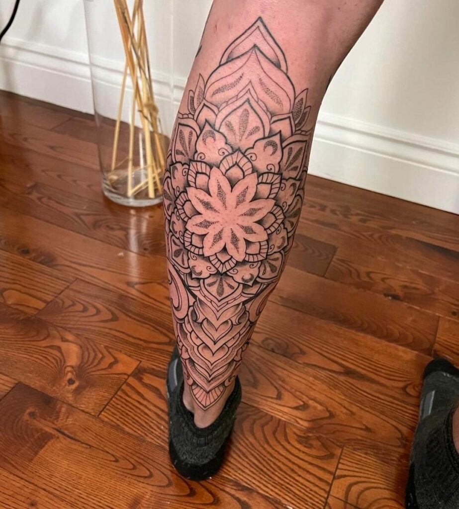 11+ Chick Tattoo Ideas That Will Blow Your Mind! 11 Mandala Flower Calf Tattoo