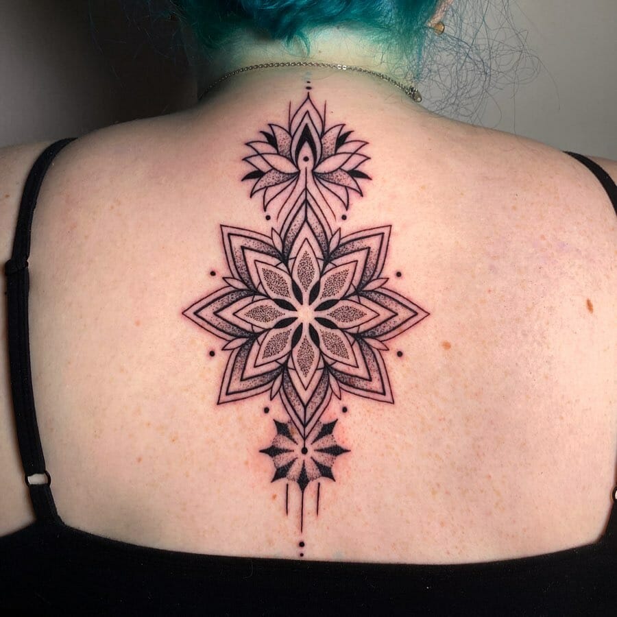 11+ Best Back Flower Tattoo Ideas That Will Blow Your Mind! 18 Mandala Pattern Back Flower Tattoo