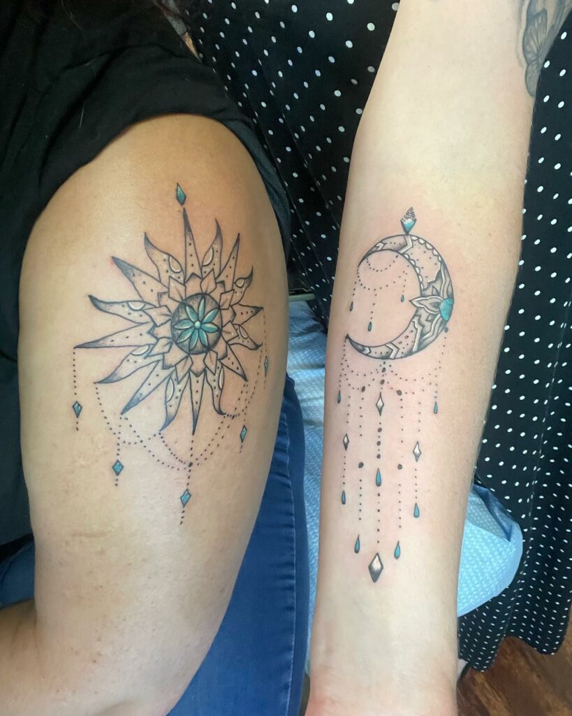 10+ Sun And Moon Tattoo Matching That Will Blow Your Mind! 17 Mandala Sun And Moon Tattoos