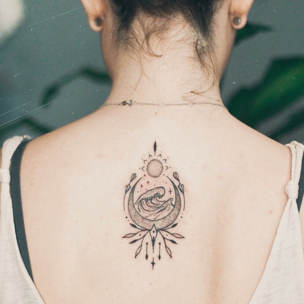 10+ Mandala Sun And Moon Tattoo Ideas That Will Blow Your Mind! 19 Mandala Wave Sun And Moon Tattoos