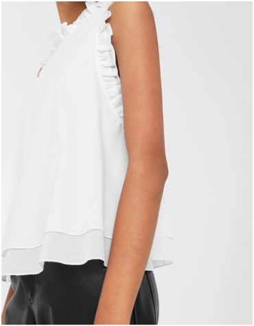 Mango ruffled cotton top £25.99 Mango white ruffled cotton sleeveless top
