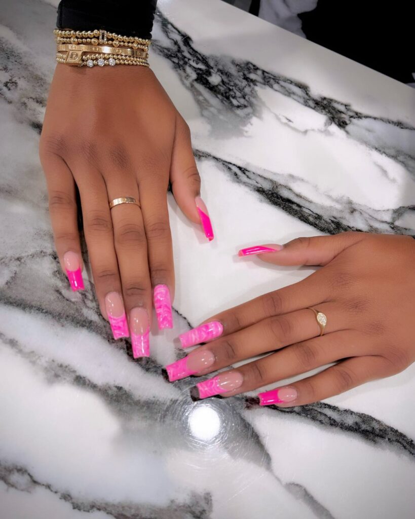Playful and Fun 30 Barbie Nails To Try in 2024 27 Marble Barbie Nail