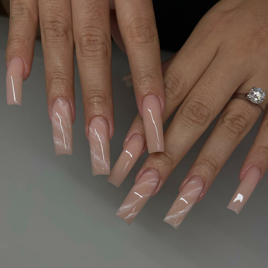 29 Latest Long Square Acrylic Nail Designs To Try In 2024! 31 Stone-Inspired Elegance Swirling Patterns