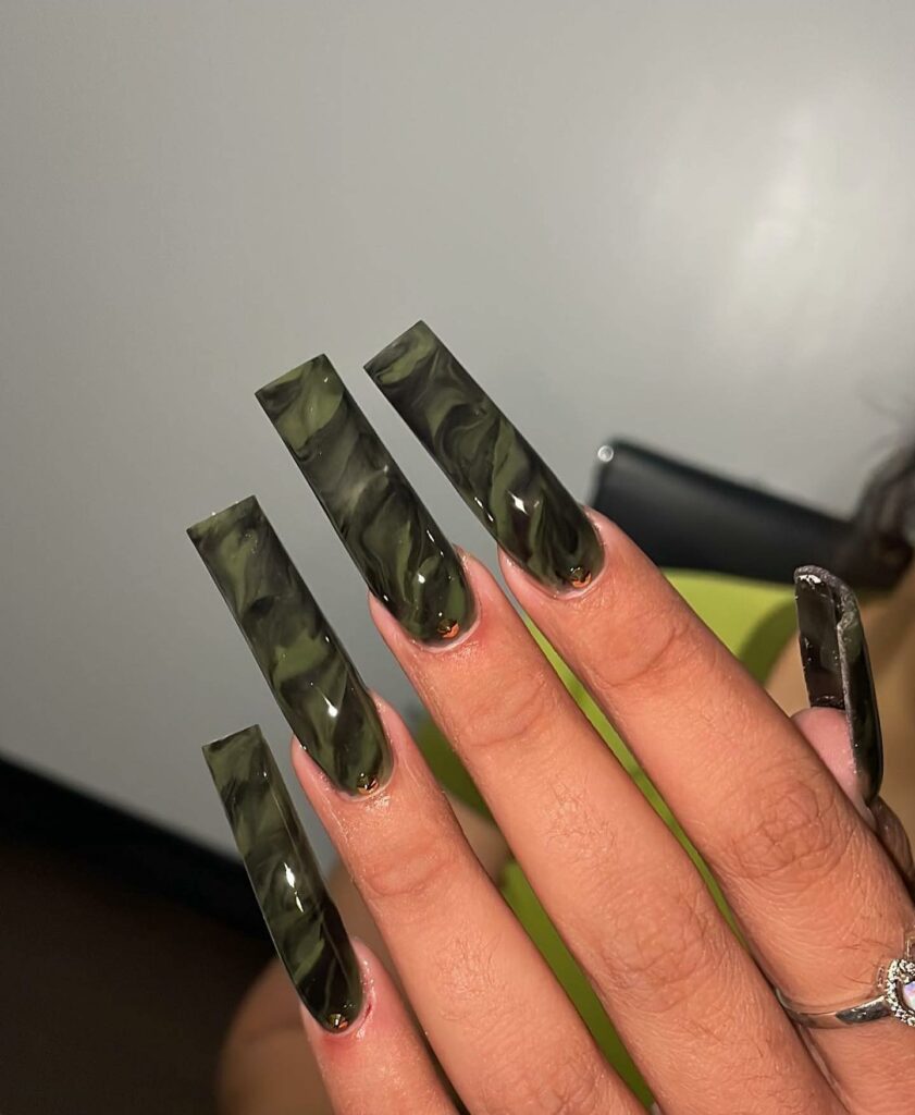 Explore 44 Olive Green Nail Designs in 2024 20 Olive Marble Magic