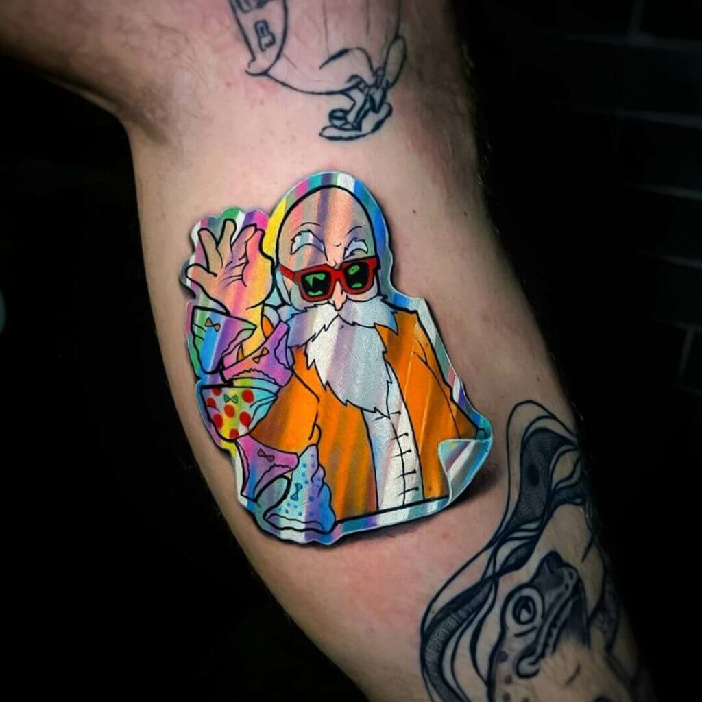 11+ Holographic Tattoo Ideas That Will Blow Your Mind! 11 Master Roshi Holographic Change Tattoo