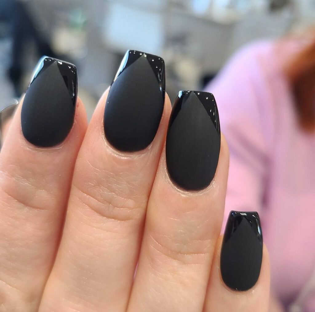 55 Latest Short Acrylic Nail Designs To Try In 2024! 31 Matte Black acrylic nails