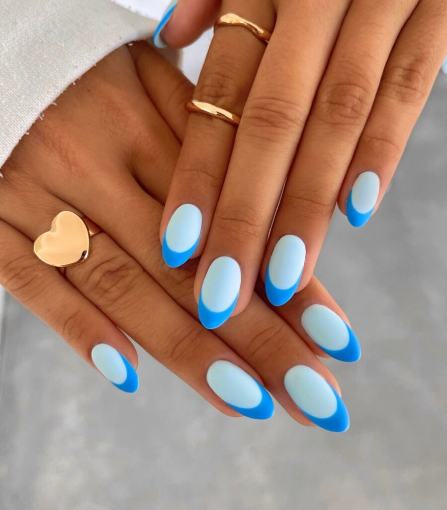 30 Blue French Tip Nail Ideas To Try In 2024! 33 Matte Blue French tip nails
