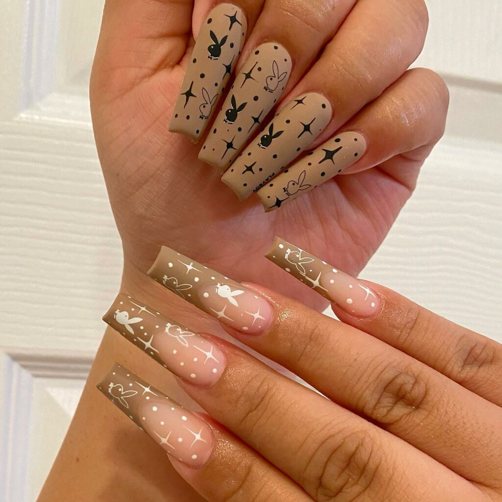 28 Stunning Playboy Nail Designs for 2024 19 Matte Brown Playboy Nails