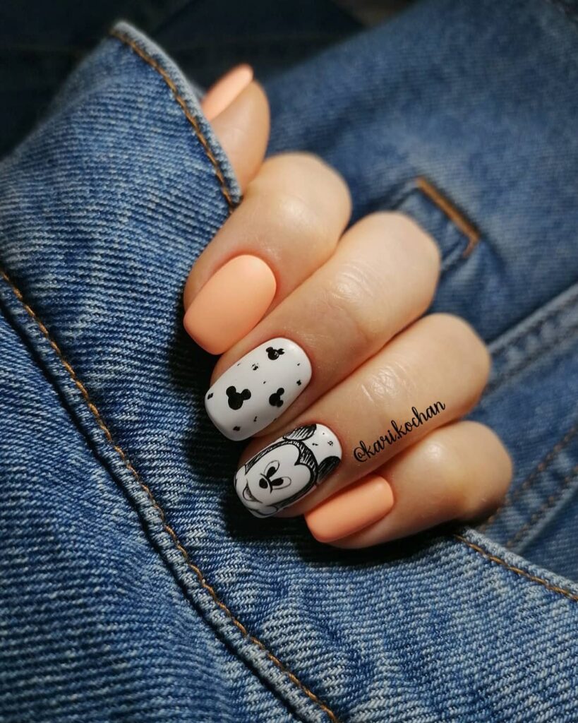 Add Whimsy with 35 Mickey Mouse Nail Designs in 2024 31 Matte Finish Mickey Mouse Nails