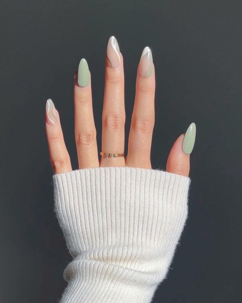 Discover 36 Sage Green Nail Designs To Try in 2024 14 Matte Swirls