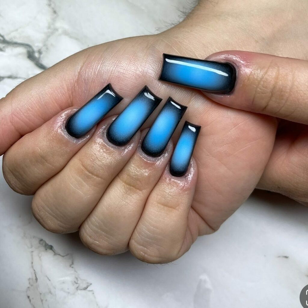 Experiment with 30 Stunning Blue Ombré Nails for 2024 12 Matte blue ombre nails