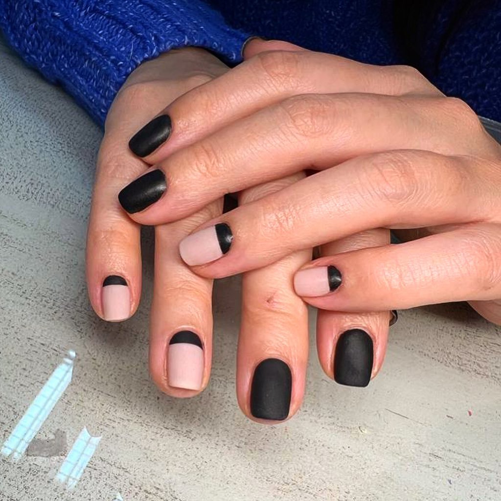 Trendy Half-Moon Nail Designs to Try in 2024 🌙 20 Matte half moon nails