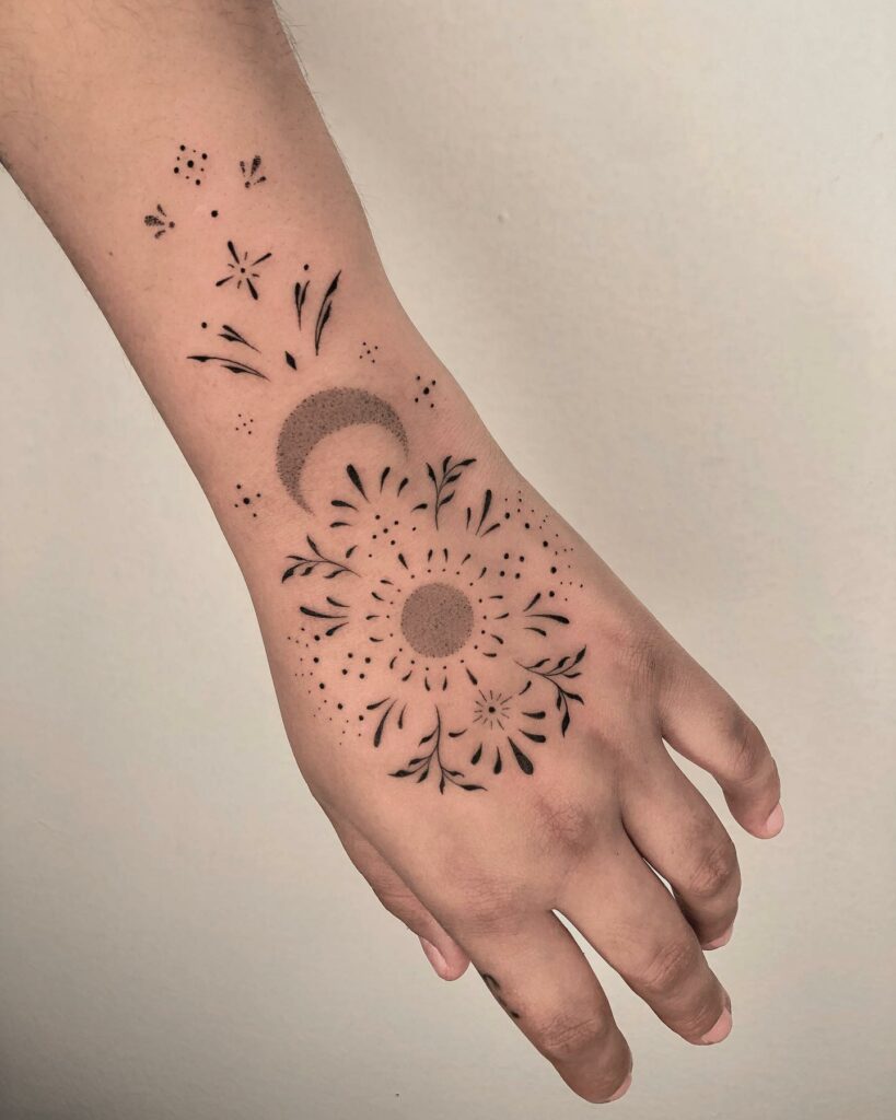 11+ Meaningful Moon And Stars Tattoo Ideas That Will Blow Your Mind! 18 Meaningful Moon Sun Moon And Stars Tattoo In Ornamental Tattoo Style