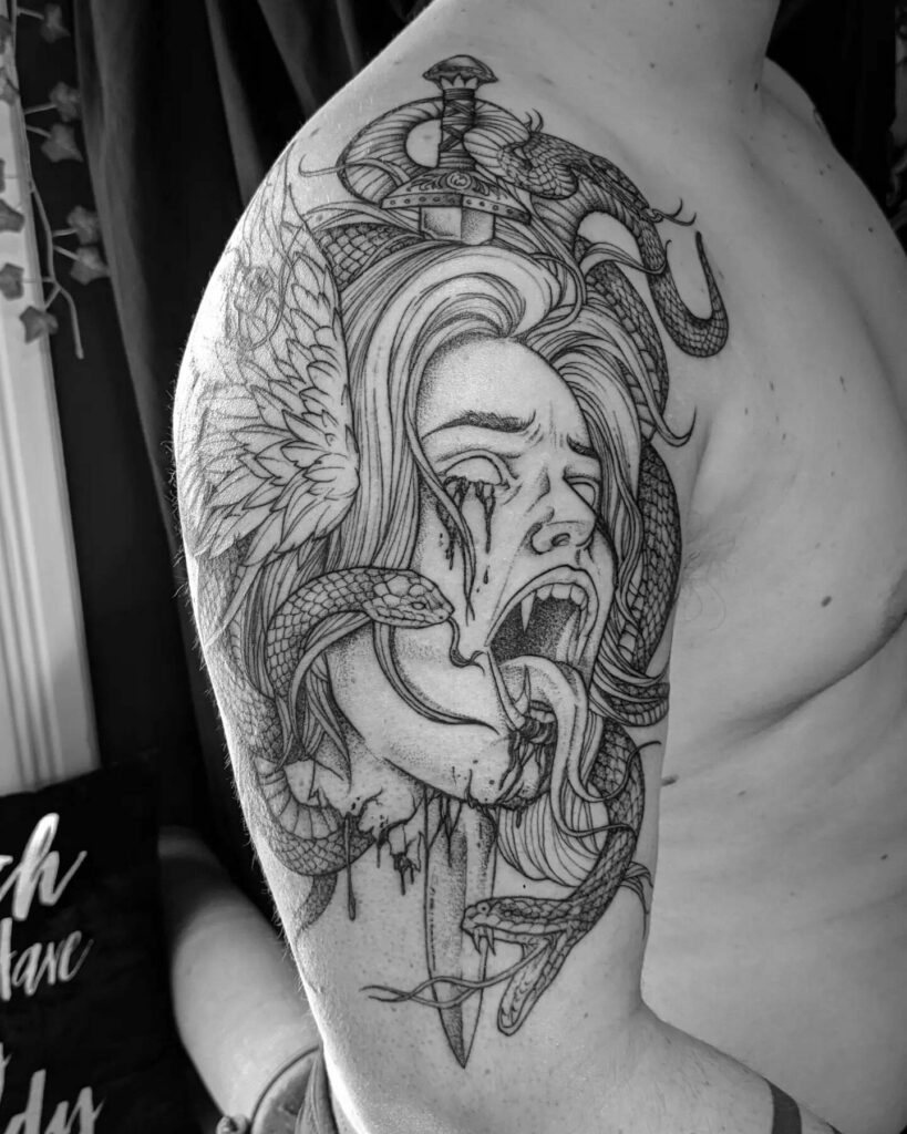 11+ Unique Upper Arm Half Sleeve Tattoo Ideas That Will Blow Your Mind! 18 Medusa Cool Half Sleeve Tattoo