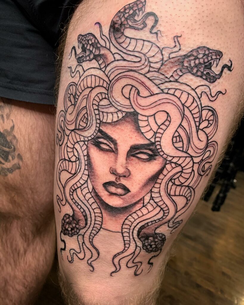 12+ Snake Thigh Tattoo Ideas To Inspire You! 14 Medusa Snake Tattoo On Thigh