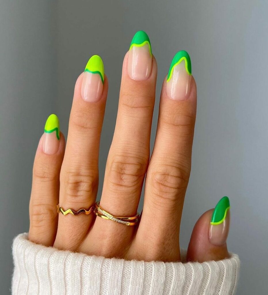 Try in 2024: 50 Latest Neon Green Nail Designs 22 Melted Neon Slime