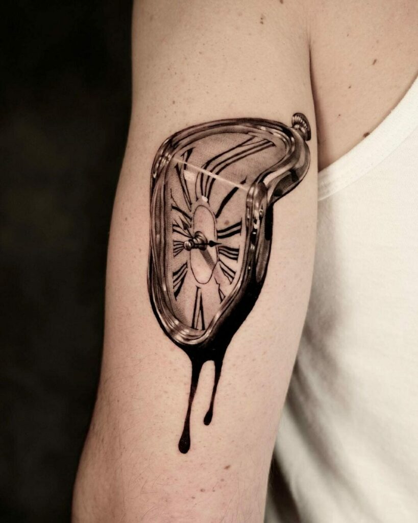 10+ Small Clock Tattoo Ideas That Will Blow Your Mind! 14 Melting Clock Tattoo