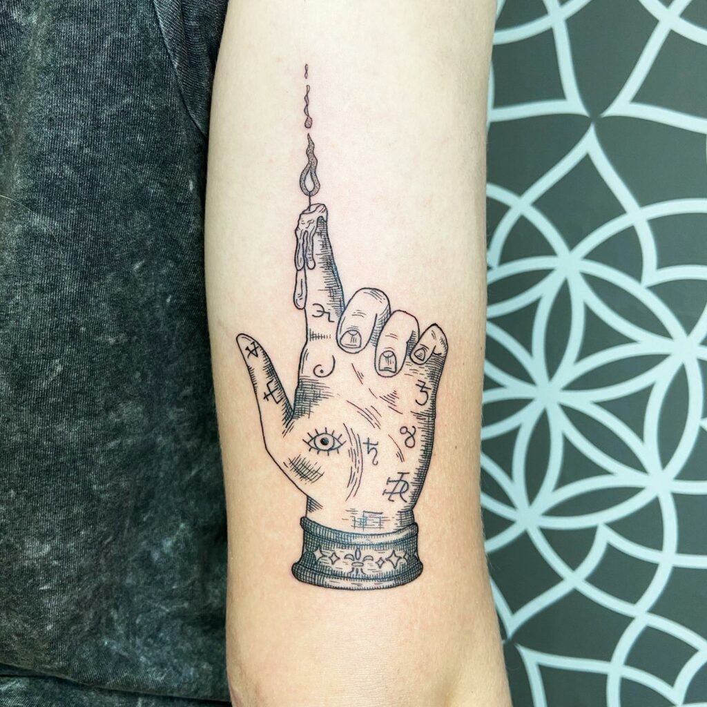 11+ Hand Of Glory Tattoo Ideas That Will Blow Your Mind! 12 Melting Finger Glory Of Hand Tattoo