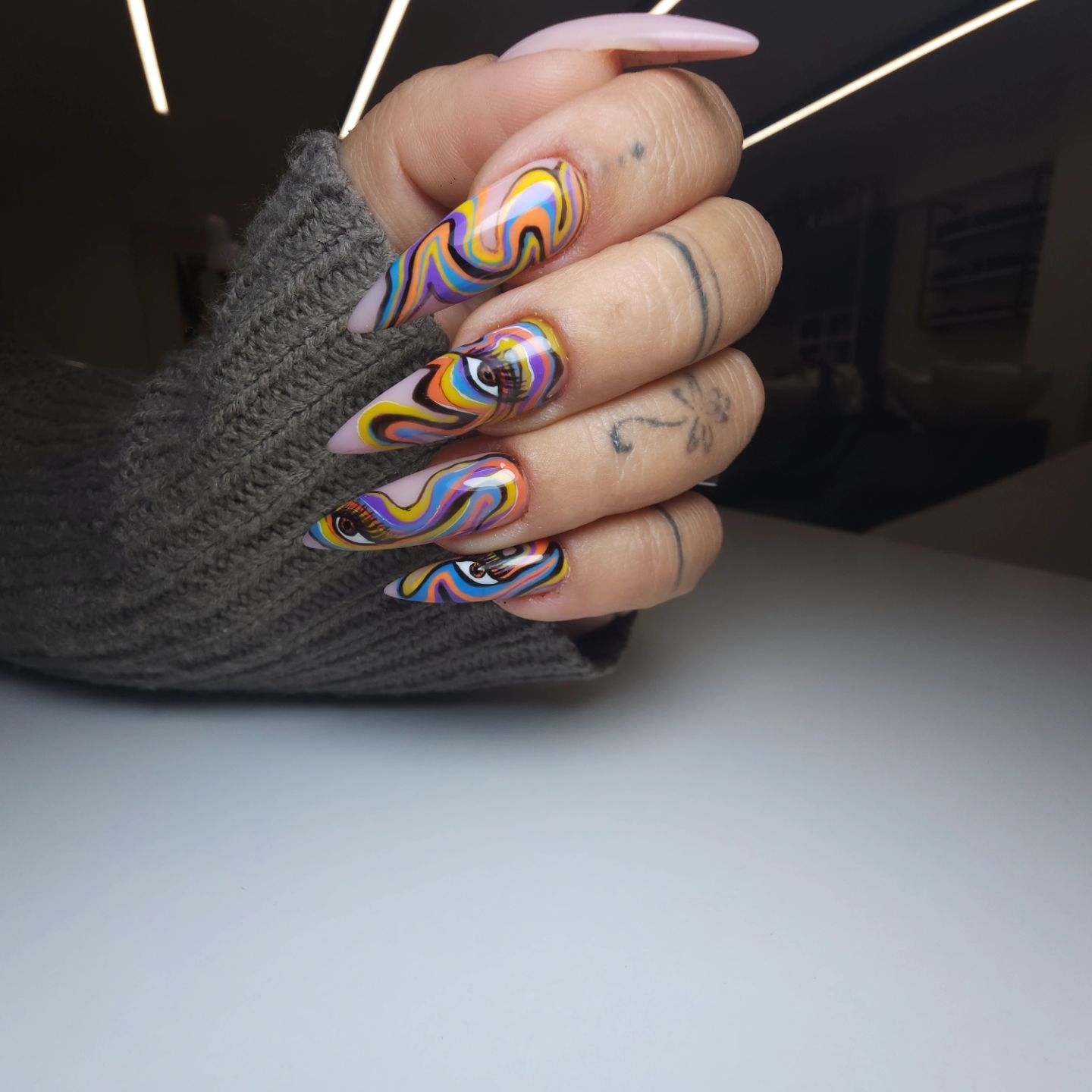 43 Latest Long Nail Designs To Try in Today! 15 Mesmerizing Swirls on Long Stiletto Nails