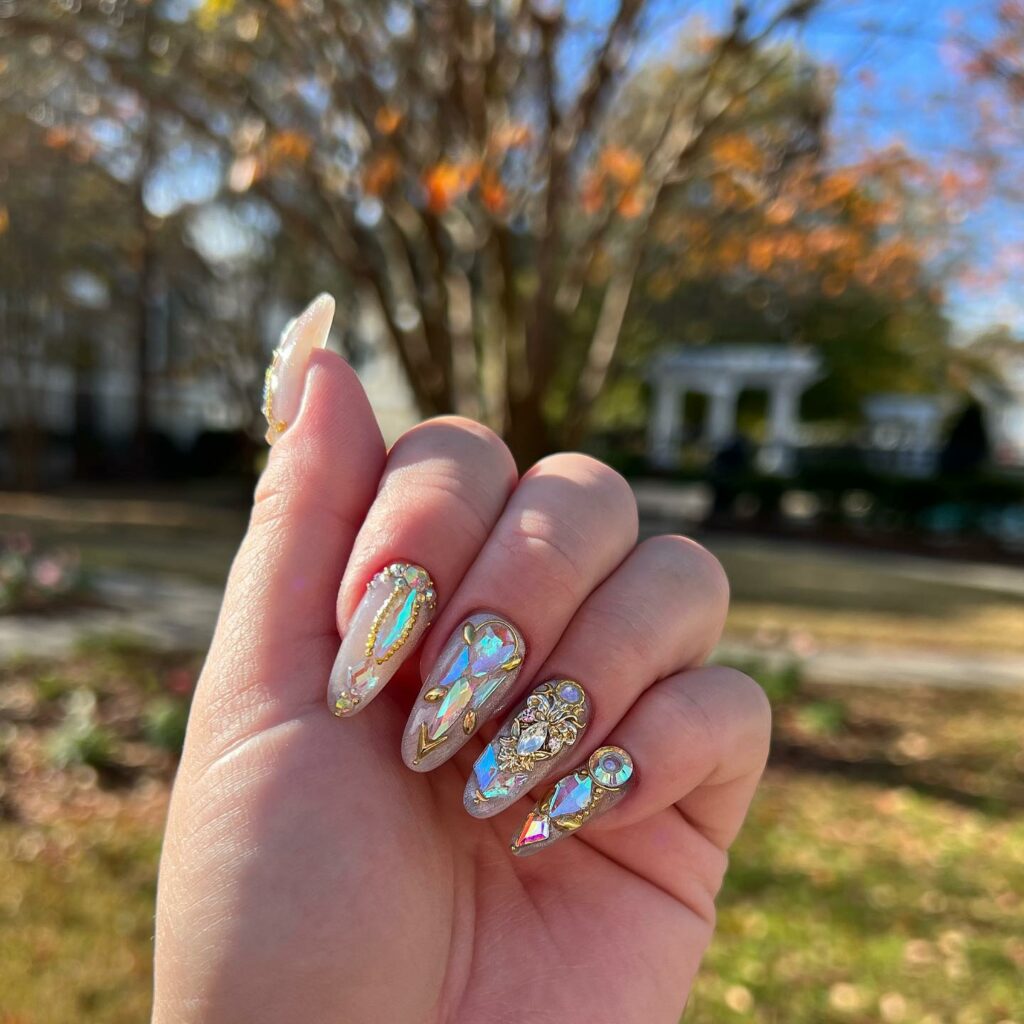 Exciting Birthday Nail Inspirations for 2024 π 55 Metallic Accents and Gemstones